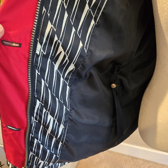 Lands' End Raincoat utility jacket Black, White with Red Accents - Picture 9 of 13